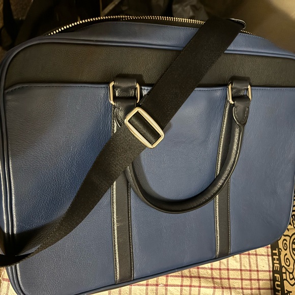 Coach Perry Colorblock smooth leather slim briefcase. Indigo/Midnight F56018. - Picture 2 of 5